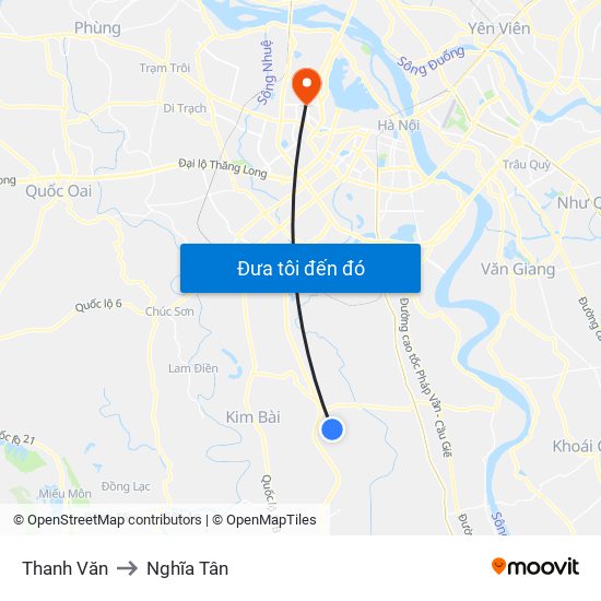 Thanh Văn to Nghĩa Tân map