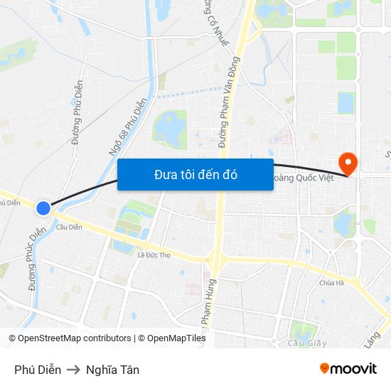 Phú Diễn to Nghĩa Tân map