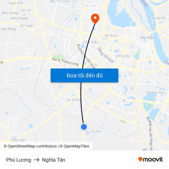 Phú Lương to Nghĩa Tân map