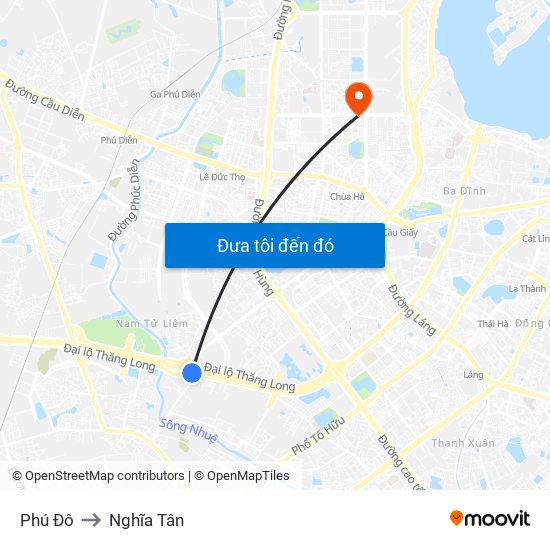 Phú Đô to Nghĩa Tân map