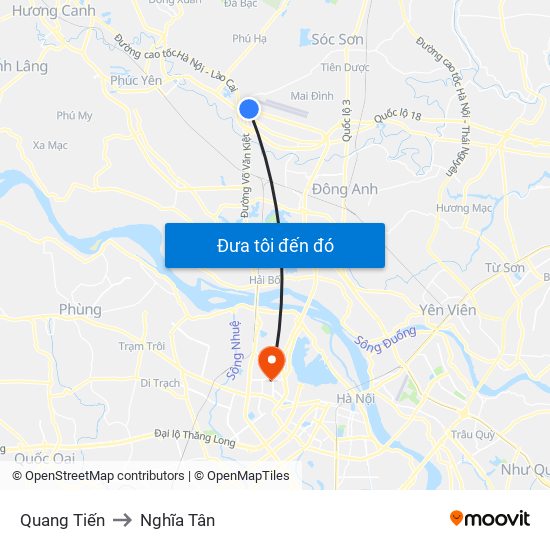Quang Tiến to Nghĩa Tân map