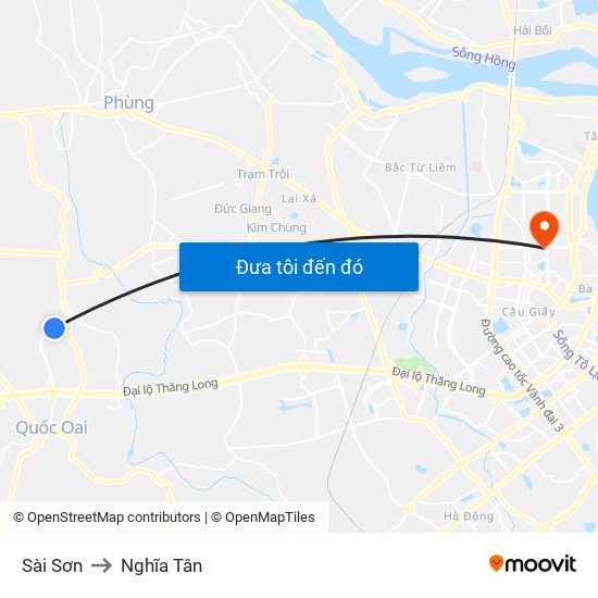 Sài Sơn to Nghĩa Tân map