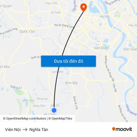 Viên Nội to Nghĩa Tân map