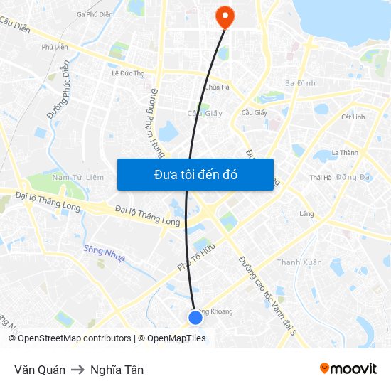 Văn Quán to Nghĩa Tân map