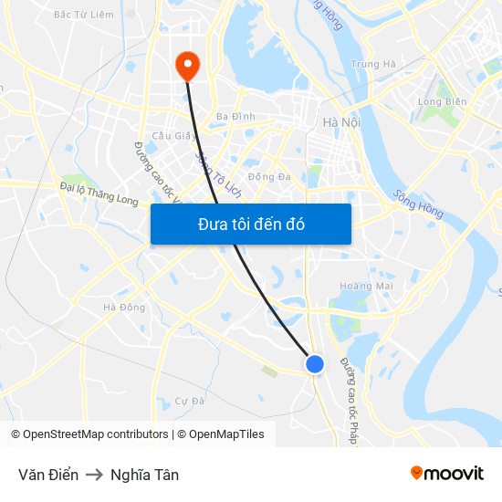 Văn Điển to Nghĩa Tân map