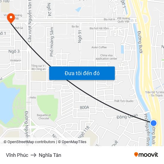 Vĩnh Phúc to Nghĩa Tân map