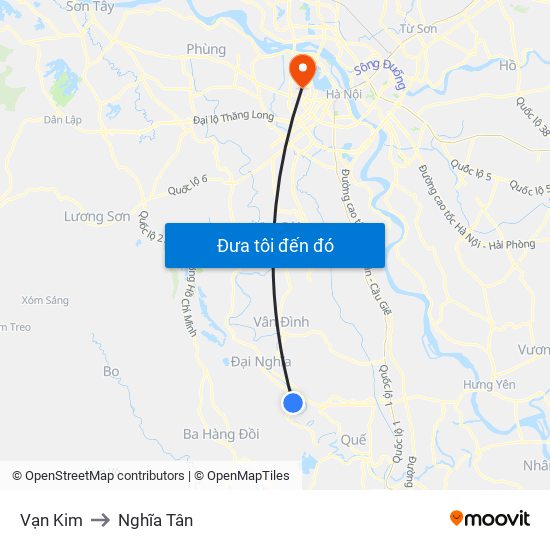 Vạn Kim to Nghĩa Tân map