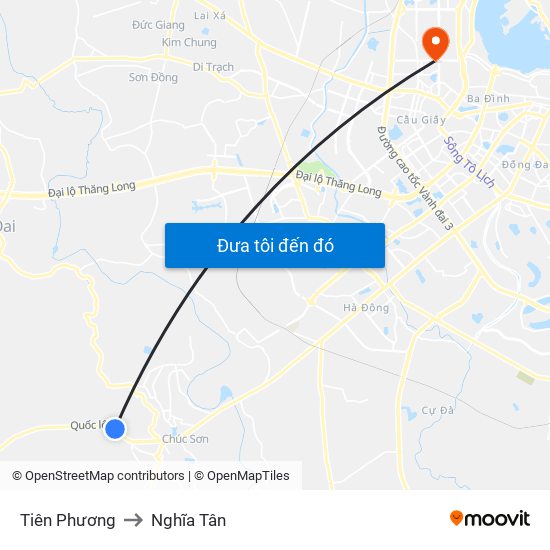 Tiên Phương to Nghĩa Tân map