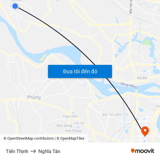 Tiến Thịnh to Nghĩa Tân map