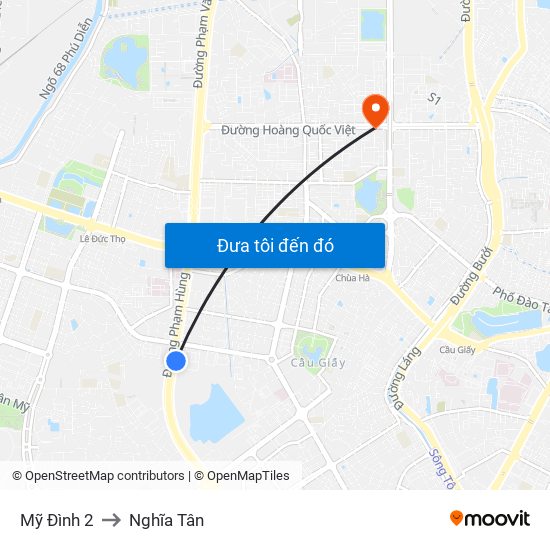 Mỹ Đình 2 to Nghĩa Tân map