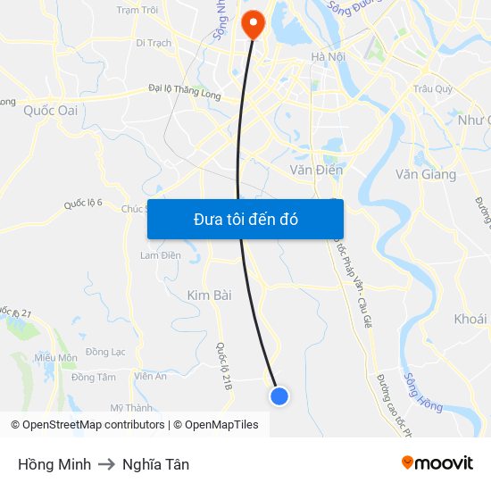Hồng Minh to Nghĩa Tân map