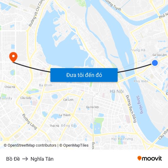 Bồ Đề to Nghĩa Tân map