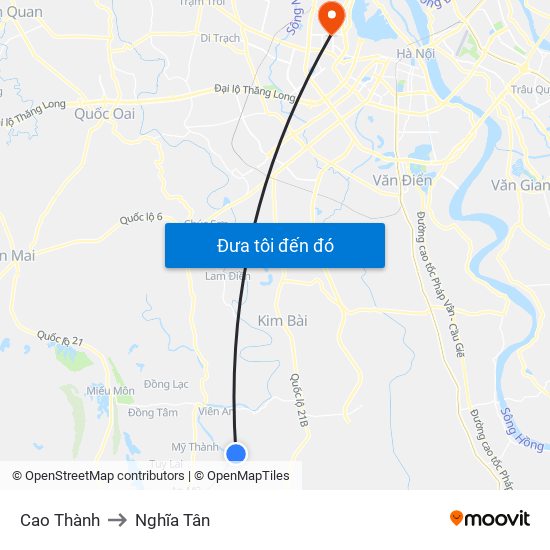 Cao Thành to Nghĩa Tân map