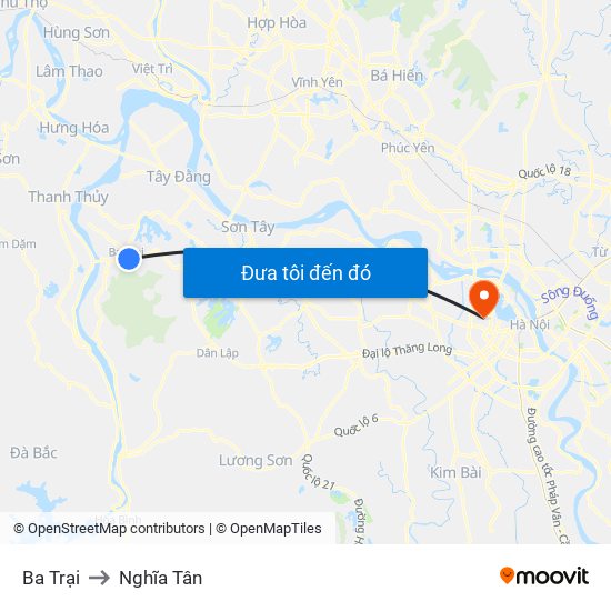 Ba Trại to Nghĩa Tân map