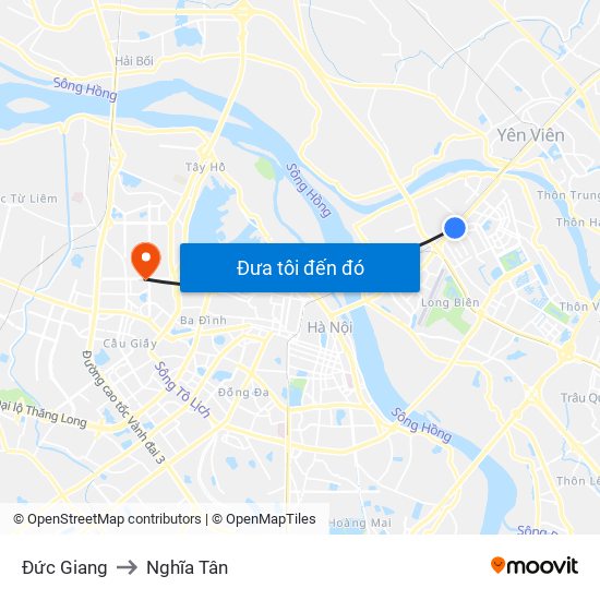 Đức Giang to Nghĩa Tân map