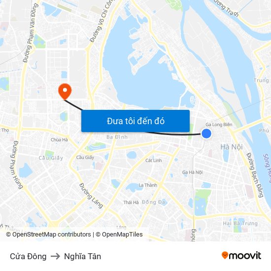 Cửa Đông to Nghĩa Tân map