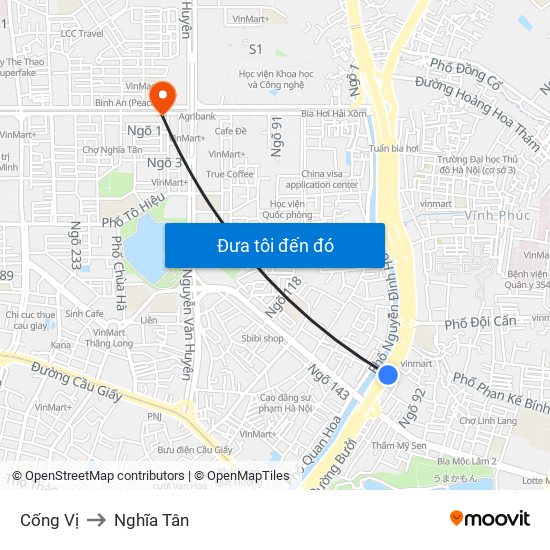 Cống Vị to Nghĩa Tân map