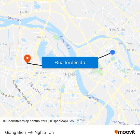 Giang Biên to Nghĩa Tân map