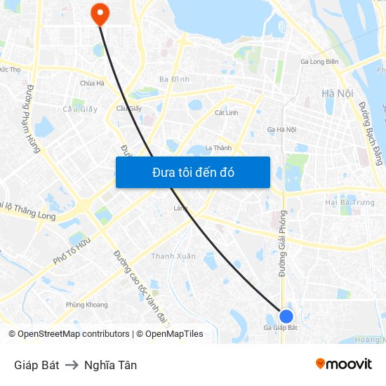 Giáp Bát to Nghĩa Tân map