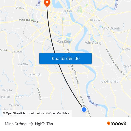 Minh Cường to Nghĩa Tân map