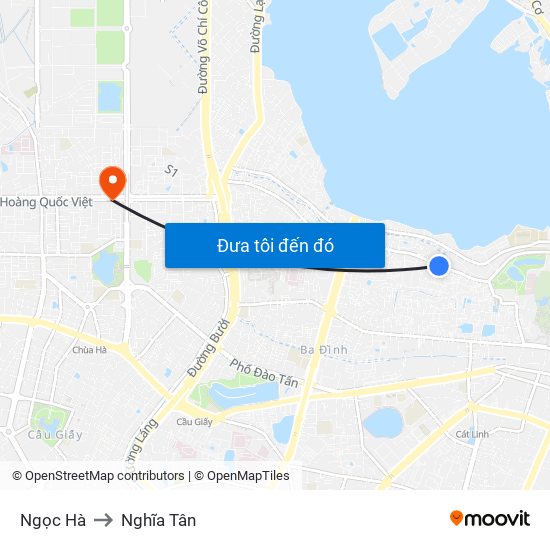 Ngọc Hà to Nghĩa Tân map