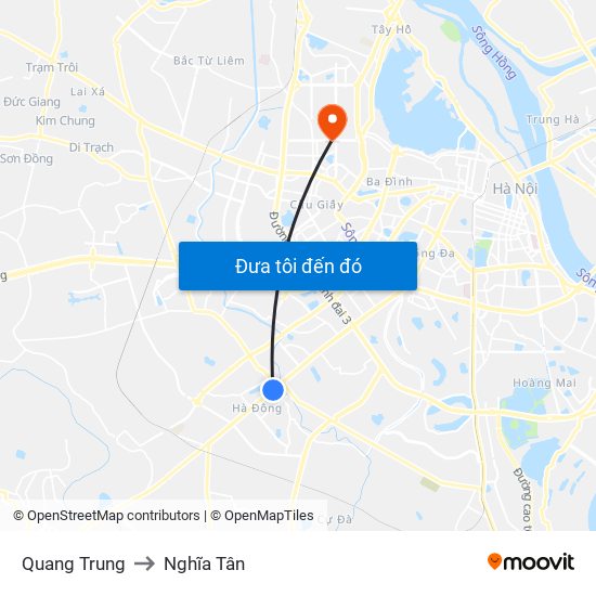 Quang Trung to Nghĩa Tân map