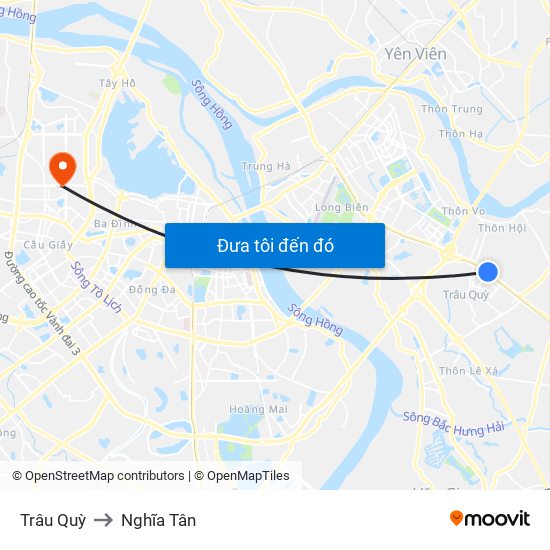 Trâu Quỳ to Nghĩa Tân map