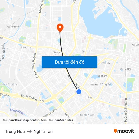 Trung Hòa to Nghĩa Tân map