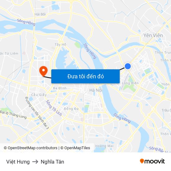 Việt Hưng to Nghĩa Tân map