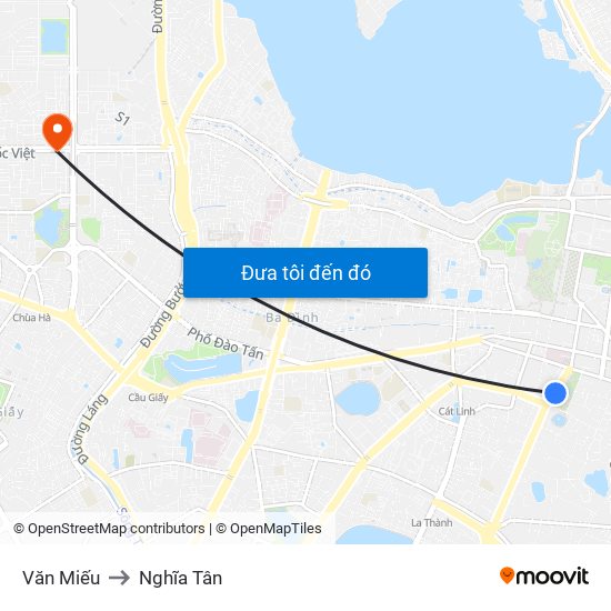 Văn Miếu to Nghĩa Tân map