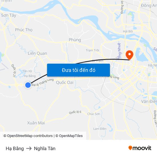 Hạ Bằng to Nghĩa Tân map