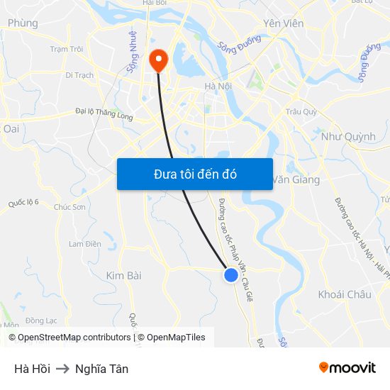 Hà Hồi to Nghĩa Tân map