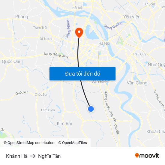 Khánh Hà to Nghĩa Tân map