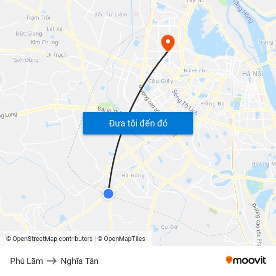 Phú Lãm to Nghĩa Tân map