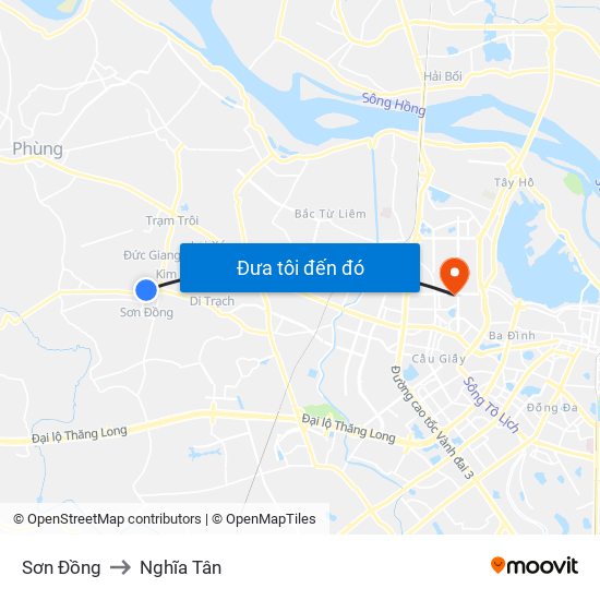 Sơn Đồng to Nghĩa Tân map