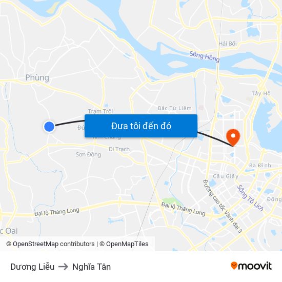 Dương Liễu to Nghĩa Tân map