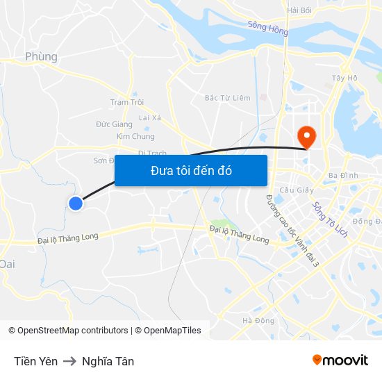 Tiền Yên to Nghĩa Tân map