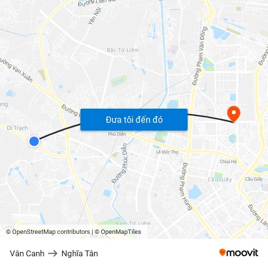 Vân Canh to Nghĩa Tân map