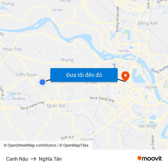 Canh Nậu to Nghĩa Tân map
