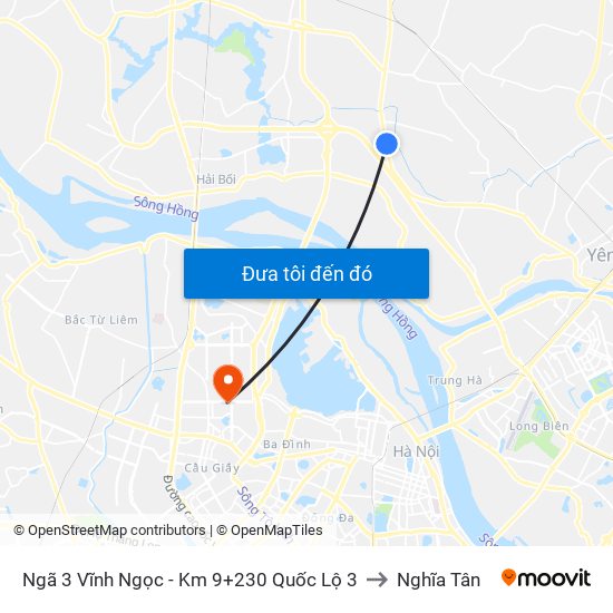 Ngã 3 Vĩnh Ngọc - Km 9+230 Quốc Lộ 3 to Nghĩa Tân map