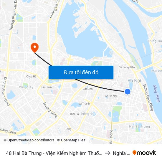 48 Hai Bà Trưng - Viện Kiểm Nghiệm Thuốc Trung Ương to Nghĩa Tân map