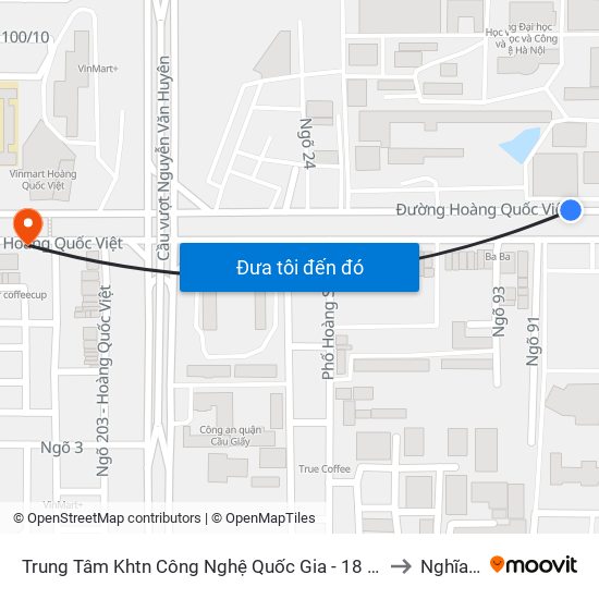 Trung Tâm Khtn Công Nghệ Quốc Gia - 18 Hoàng Quốc Việt to Nghĩa Tân map