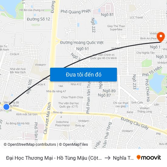 Đại Học Thương Mại - Hồ Tùng Mậu (Cột Sau) to Nghĩa Tân map