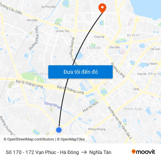 Số 170 - 172 Vạn Phúc - Hà Đông to Nghĩa Tân map
