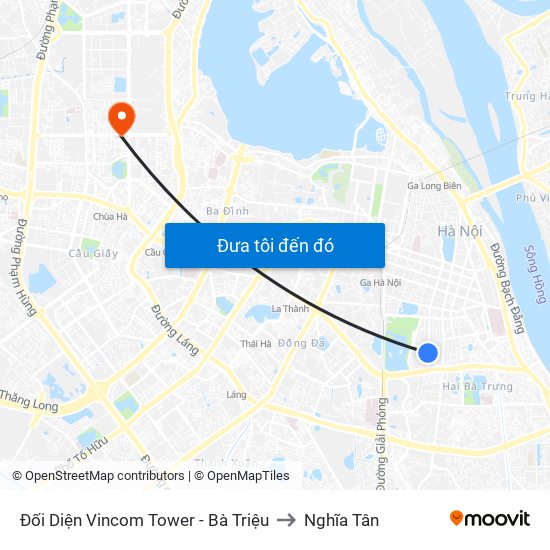 Đối Diện Vincom Tower - Bà Triệu to Nghĩa Tân map