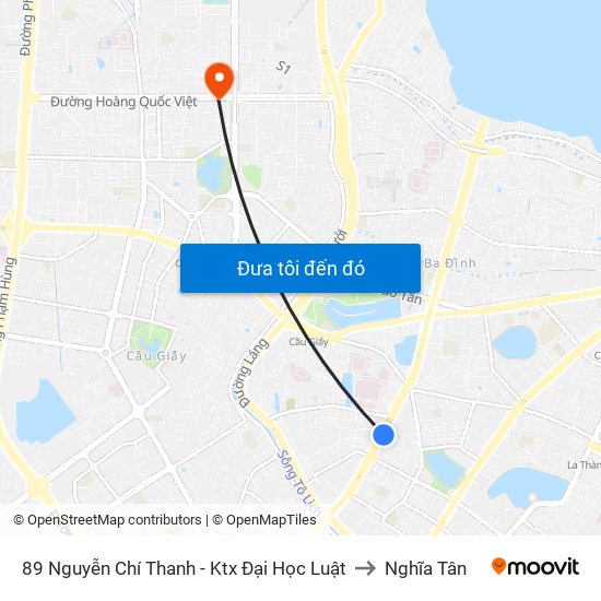 89 Nguyễn Chí Thanh - Ktx Đại Học Luật to Nghĩa Tân map