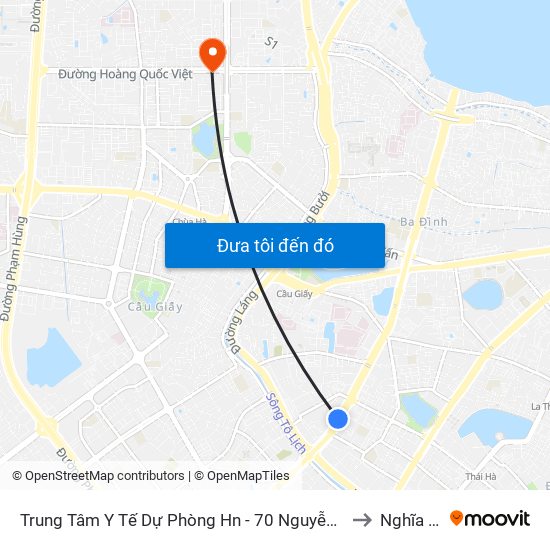 Trung Tâm Y Tế Dự Phòng Hn - 70 Nguyễn Chí Thanh to Nghĩa Tân map