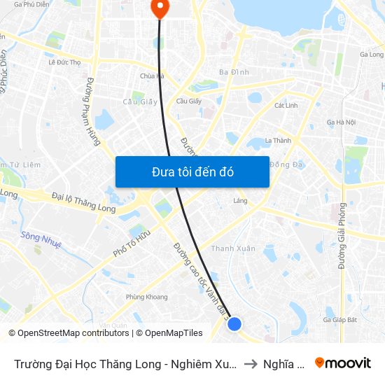 Trường Đại Học Thăng Long - Nghiêm Xuân Yêm to Nghĩa Tân map