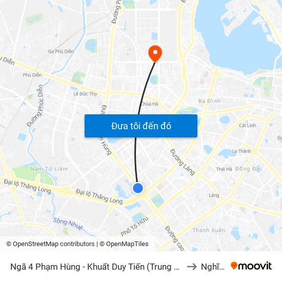 Ngã 4 Phạm Hùng - Khuất Duy Tiến (Trung Tâm Hội Nghị Quốc Gia) to Nghĩa Tân map