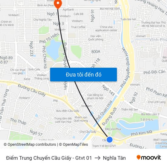 Điểm Trung Chuyển Cầu Giấy - Gtvt 01 to Nghĩa Tân map